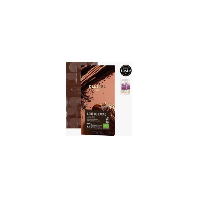 Tablette chocolat noir 72% au grué de cacao Cluizel