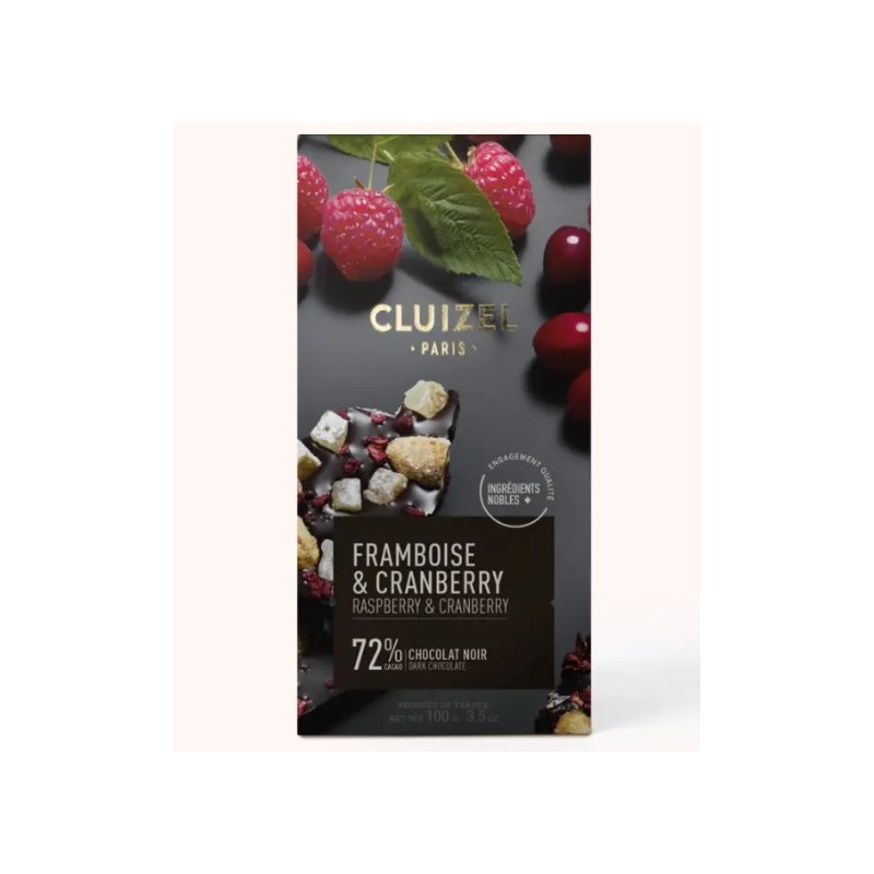 Tablette Chocolat Framboise Cranberry 72% Cluizel