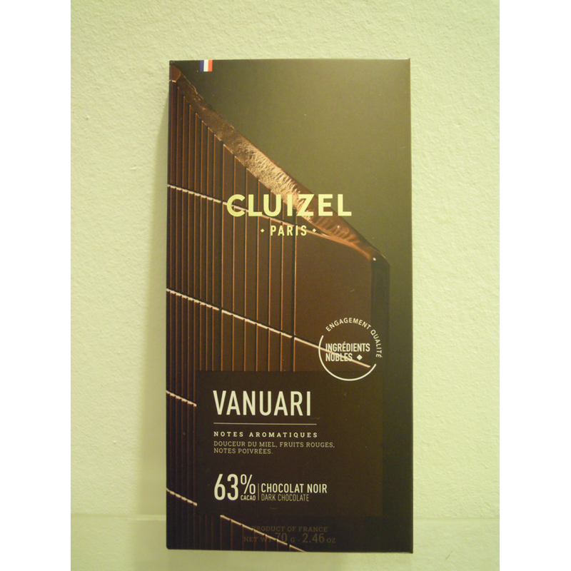 Tablette Chocolat Noir VANUARI cacao 63% CLUIZEL